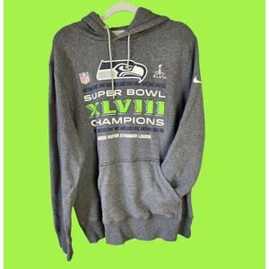 Seattle Seahawks Superbowl XLVIII Champions Fleece Hoodie Sz XL Kangaroo Pocket